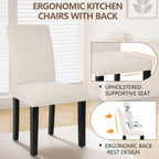 VECELO Upholstered Dining Chairs Set of 6, Modern Fabric and Solid Wood Legs & High Back, Parsons for Kitchen/Living Room- Beige