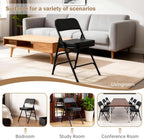Folding Chair with Thick Cushioned Seat,1 Pack, Black, Portable Metal Frame Foldable Chair for Indoor & Outdoor Use, Durable and Comfortable Upholstered Chair for Home, Office, and Events