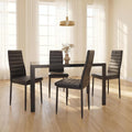 Gizoon 5 Piece Glass Dining Table Set, Kitchen and Chairs for 4, PU Leather Modern Room Sets for Home, Kitchen, Living Room