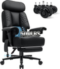 HOFFREE 500lbs Big and Tall Office Chair for Heavy People Executive Desk Chair with Adjustable Lumbar Support Comfy Wide Office Chair,Adjustable Padded Armrest,PU Leather,Black
