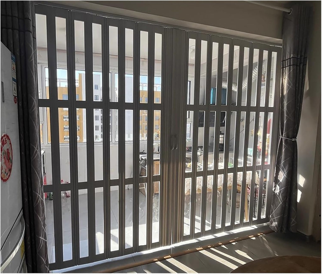 Acrylic Glass Sliding Folding Door with Aluminum Frame, Indoor Retractable Room Divider, Custom Size Privacy Panel Screen Partition, 80-86 Inches High