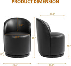 Lumibee Faux Leather Swivel Barrel Dining Chairs Set of 4, Modern Upholstered Round Dining Chairs with 360° Rotation, Comfy Armless Accent Makeup Vanity Chair for Dining/Living Room Kitchen, Black
