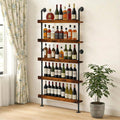 TONGMO 5-Tier Wall Mounted Wine Rack, Industrial Pipe Floating Bar Shelves, Liquor Bottle Display Shelf Holds 40+ Bottles, Space-Saving Storage for Home Bar Kitchen Dining Room, 31.5” W x 79” H