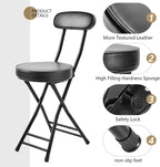 H HOMEWINS Cushioned Padded Folding Stool,1PCS 23.6-Inch Counter Height Bar Stool,Portable Folding Stool with Handle for Fishing Hiking Gardening Travel BBQ