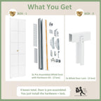 Bifold Doors for 48" x 80" Opening, Preassembled 5 Panel Grooved Hollow Core Folding Door with Hardware Kit & Bifold Door Lock, White Primed Interior Doors for Closet, Pantry & Laundry