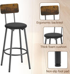 Elevon 47 in Long Bar Table Set with 4 PU Leather Bar Stools, Dining Table and Chair Sets, Industrial Tall Coffee Table and Back Chair for Kitchen, Living Room, Party Room, Pub, Brown