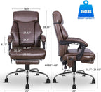 Kneading Massage Executive Office Chair, 3D Back Massage Heated Office Desk Chair with Reclining Backrest, Footrest & Height Adjustment