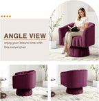 YSICK Swivel Accent Chair,360°Swivel Barrel Chairs, Mid-Century Chair with Wide Upholstered, Modern Velvet Fabric, Round Armchair for Living Room, Lounge, Bedroom, Purple