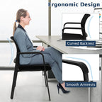 Giantex 2-Pack Reception Room Chair Set with Mesh Back, Metal Frame & Padded Seat, Armrests, No Wheels, Stacking Guest Chairs for Office, Waiting Room, Lobby, Meeting, Black