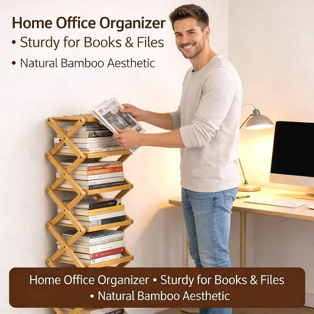 9-Tier Foldable Bamboo Shoe Rack - Slim Corner Shelf Portable Organizer with Tool-Free Setup for Entryway, Closet, Bedroom, Under-Bed Storage