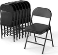 8 Pack Leather Padded Folding Chair, Metal Frame with Pu Leather Seat & Back, 650 LB Capacity Pu Leather Folding Chair with Comfortable Cushion for Events Home Office Black