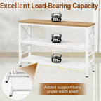 HOMBAZAAR Sofa Table,Industrial Console Table with Storage,Entryway Table with Engineered Wood and Metal,Rustic 3 Tier Shelf for Living Room,Hallway,White and Brown,47 Inch