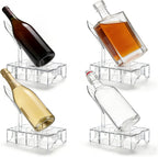 Clear Acrylic Wine Rack, Modular Stackable Countertop Wine Bottle Holder with Leaf Shaped Support, Multi Purpose Versatile Wine Display Stand for Home Bar Party Daily Organizing (4pcs)