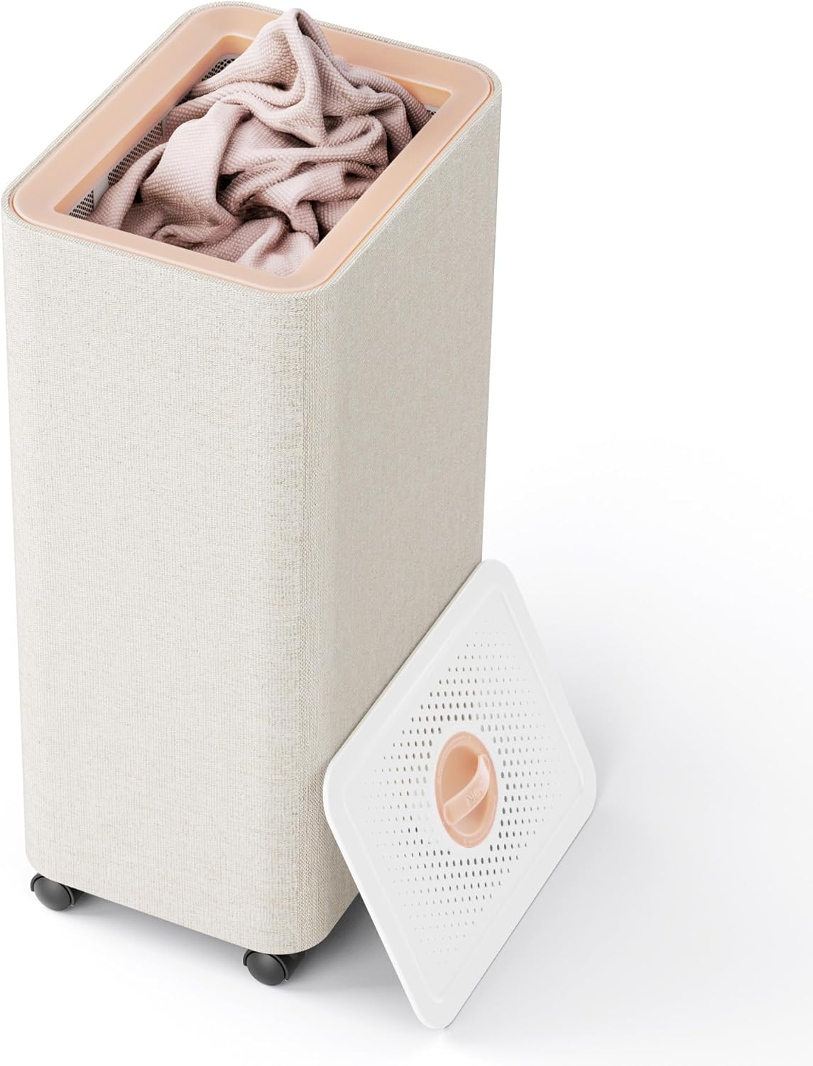 LAMU Hamper With Lid, Clothes Hamper, Laundry Basket with Lid with Removable Liner Bags, Dirty Clothes Basket with Wheels, Stylish Dirty Laundry Organizer for Home, 50L