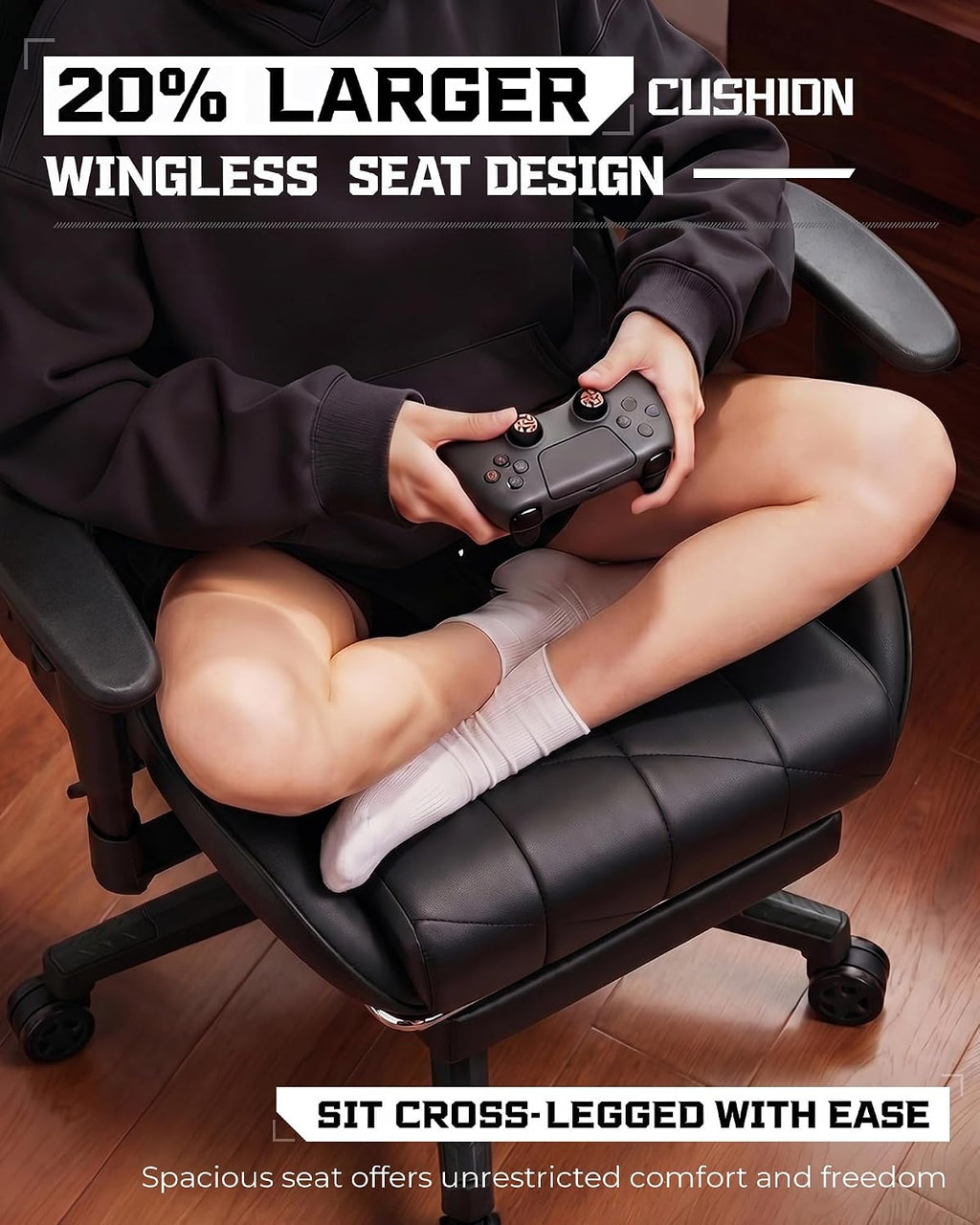 GTPLAYER Gaming Chair, Big and Tall Video Game Chair with High Back PU Leather, Home Office Ergonomic Computer Chair with Footrest, Adjustable Height, 360° Swivel Wheels for Adults and Teens