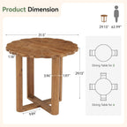 31.5-Inch Solid Wood Round Dining Table for 2-4, Small Farmhouse Kitchen Table with Carved Petal Pattern, Wooden Dining Room Furniture for Apartments, Small Place, Rustic Brown