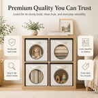 Vailando Ultra Thick Fabric Foldable Storage Cubes with Mesh Window - 11 Inch Cube Storage Organizer for Clothes, Shelves, Offices, Toys & Misc, White & Ivory, 4 Pack