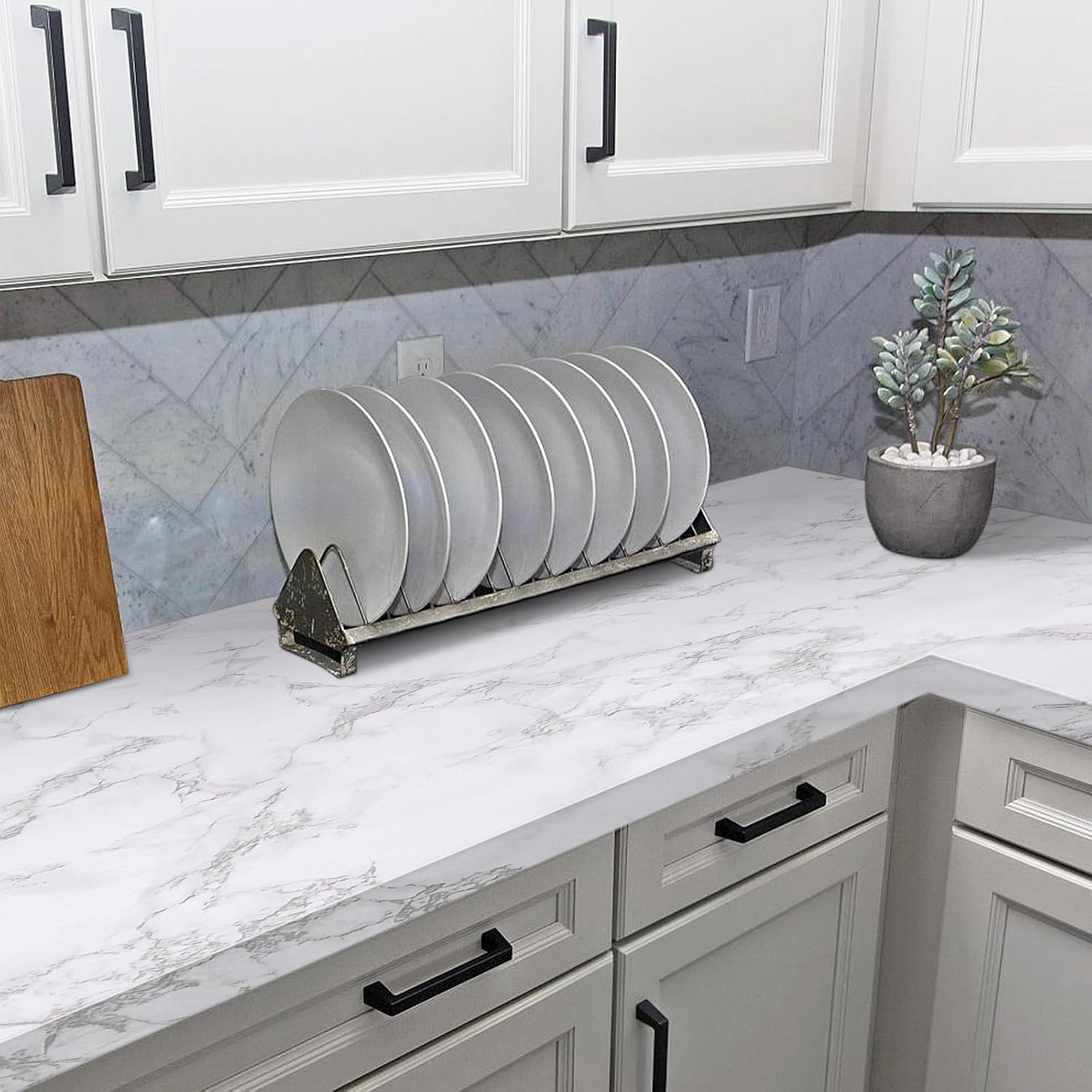 Abyssaly Marble Contact Paper for Countertops, White Gray Faux Marble Wallpaper Peel and Stick, Self Adhesive Removable Waterproof Wall Paper for Kitchen Backsplash 23.6" x 393.7"
