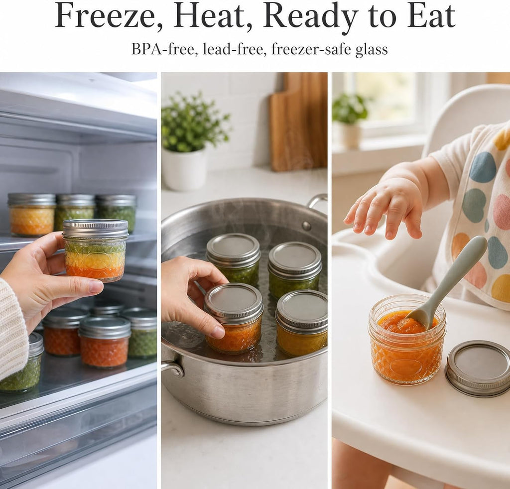 4 oz Glass Jars with Lids, 6 Pack Small Mason Jars with Gift Bags & Tags, Rustproof Airtight Mini Glass Jars, Straight Sided Jelly Jars for Baby Food, Spice, Jam, Candle Making & Favors