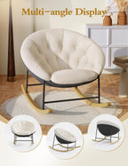 Kidirect Wide Rocking Chair Nursery, Comfy Saucer Nursery Rocking Chairs with Removable Cushion, Indoor Papasan Nursing Chair for Breastfeeding, Mecedora Para Adultos for Living Room & Bedroom (Beige)
