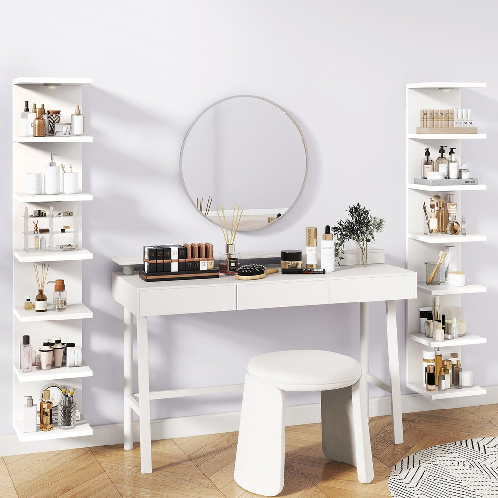 IBUYKE 7 Tier Wall Shelf Unit Floating Shelves with LED Lights,Lack Shelf for Wall Storage,Wall Mounted Vertical Display Shelf for Bedroom,Office,Bathroom White WBC017W