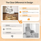 VINGLI 25.6" Extra Wide Nursery 115° Armless Rocking Chair, Curved Cute Cross-Legged Glider Chair with Pillow & Solid Wood, Nursing Chair for Bedroom, Living Room, Teddy Fleece, White Cream