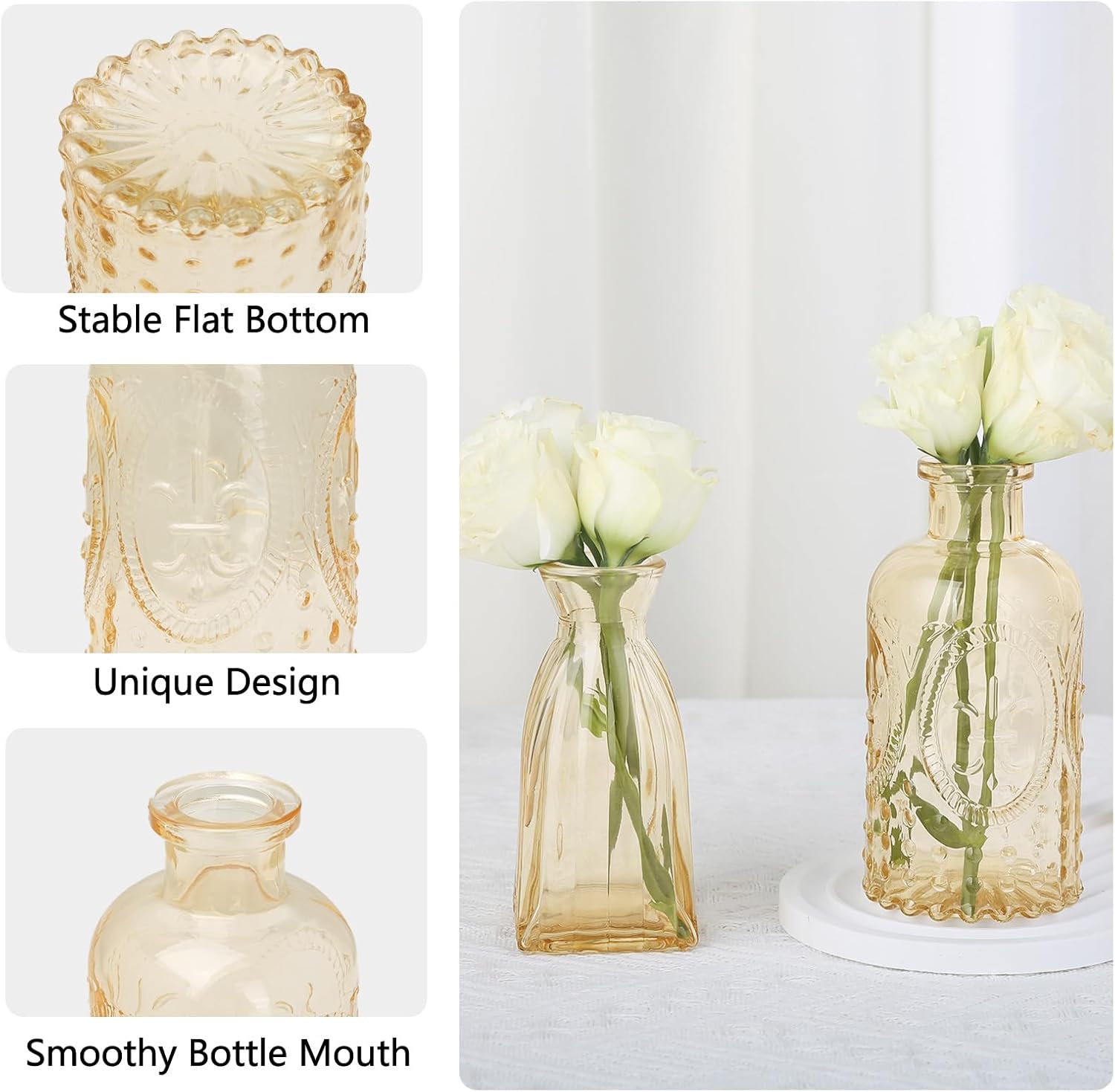 RUCKAE Glass Bud Vases Mini Flower Vase Small Vintage Vases for Centerpiece Table Wedding Decorations Home Decor Party(Gold 22 Pack)