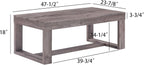3pc Cocktail Set 1x Rectangular Coffee Table and 2X Square End Table Rustic Brown Gray Tan Living Room Wooden Furniture