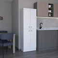 Modern Kitchen Pantry, Storage Cabinet with 4 Doors and 5 Adjustable Shelves, White, Engineered Wood, for Dining Room, Easy to Clean