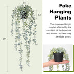 COCOBOO 1pcs Artificial Hanging Plants, Fake Potted Eucalyptus Faux Hanging Plant for Wall Room Home Indoor Outdoor Shelf Decor