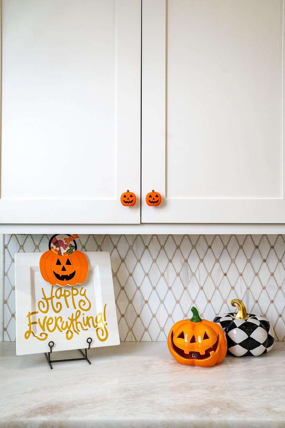 Knobēz: Decorative Knob Covers - Jack o Lantern - 12pk - Stretch Over Hardware Decorations, Cozy Seasonal Autumn Colors, Kitchen-Bathroom-Dressers-Home
