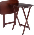 Winsome Darlene Set of 2 Foldable Snack Tables, 26" in Walnut, Easy to Store Portable Fold Up Table Set for Kitchen, Living Room TV Dining, Crafts, Puzzles, Work From Home