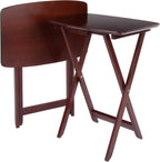 Winsome Darlene Set of 2 Foldable Snack Tables, 26" in Walnut, Easy to Store Portable Fold Up Table Set for Kitchen, Living Room TV Dining, Crafts, Puzzles, Work From Home