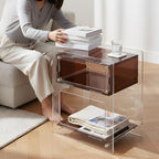 Acrylic Side Table, Acrylic Nightstand for Bedroom, Side Table for Living Room, Night Stand, 44.09 Lbs Load-Bearing Capacity Coffee Table for Living Rooms, Bedrooms, Offices
