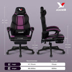 Big and Tall Gaming Chair 400lbs with Footrest - Heavy Duty Ergonomic Computer Office Chair for Adults, Wide Desk Chair with Pocket Spring Cushion & Linkage Armrests Purple