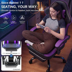 Gaming Chair with Footrest - Ergonomic High Back Racing Style Video Game Chair, Reclining Computer Desk Chair with Linkage Armrests, Height Adjustable Swivel Task Chair, 350lbs Heavy Duty