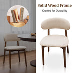 Farmhouse Dining Chairs Set of 4, Mid Century Modern Wooden Dining Room Chairs, Farmhouse Fabric Upholstered Kitchen Dinner Chairs for Living Room Restaurant Cafe, Walnut/Light Camel