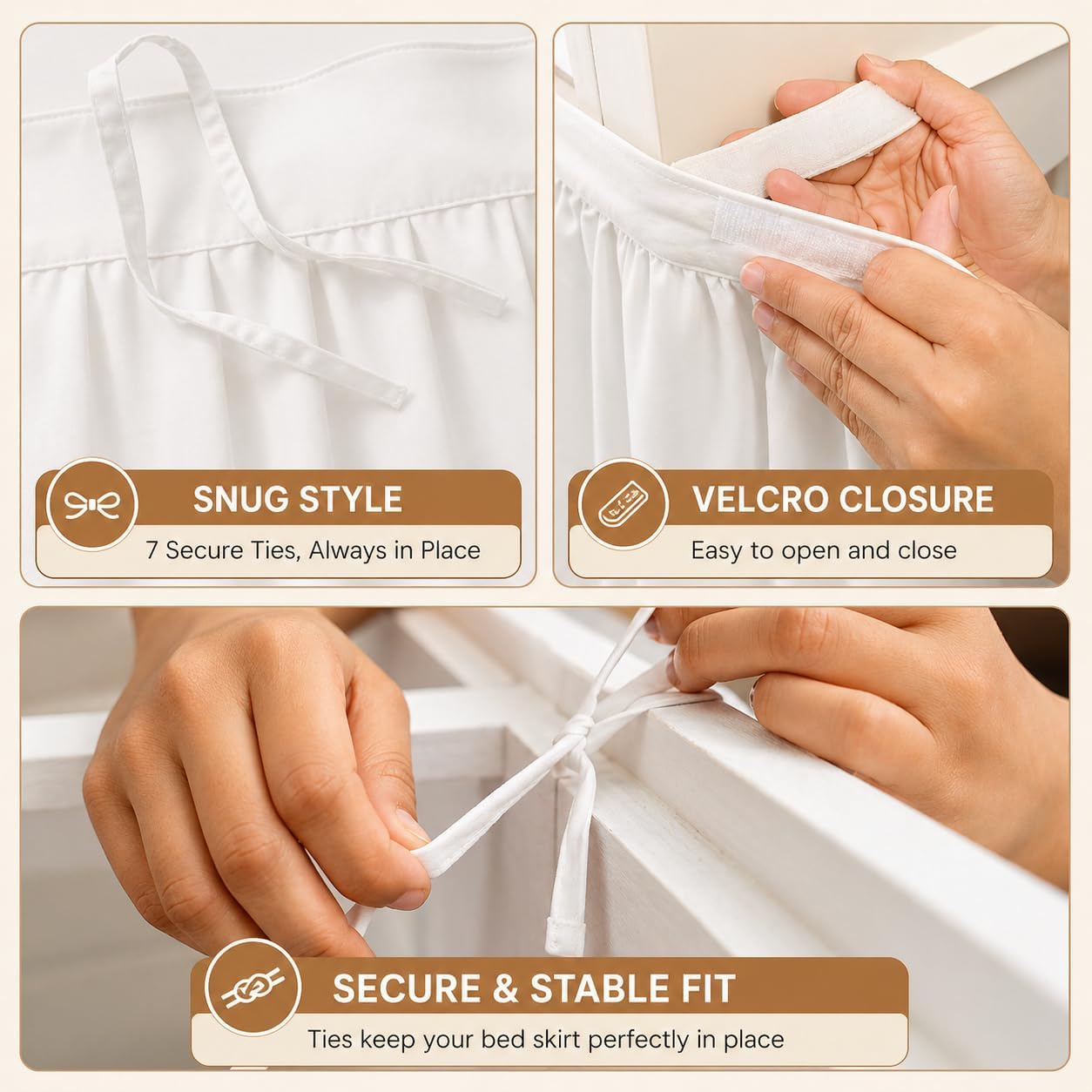 Dorm Bed Skirt Twin XL 36 Inch Drop White, Elastic Easy Fit Dust Ruffle Bedskirt with Split Corners, 100% Microfiber Extra Long Dorm Bedding, College Bed Skirt