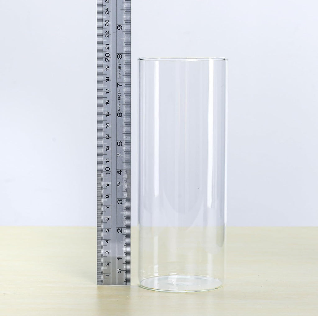 CYS EXCEL Clear Glass Cylinder Flower Vase (H:8" D:3") Hurricane Floating Candle Holder Table Wedding Centerpiece Home Decor
