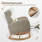 GarveeHome Rocking Chair, Modern Nursery Glider Chair with Side Pockets and Pillow, Rocker Chair for Living Room Bedroom Nursing Room, Grey