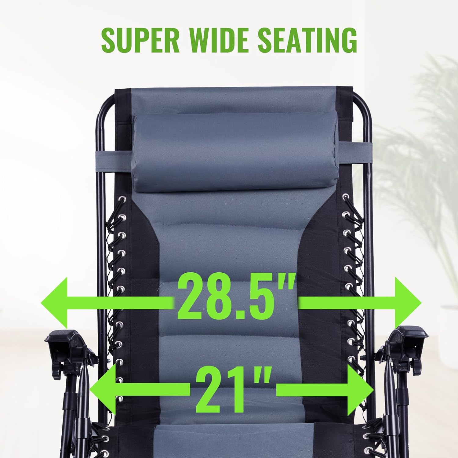 Backyard Expressions Deluxe XL Padded Recliner Zero Gravity Chair – Ergonomic Anti-Gravity Lounger with Folding Design, Side Tray, and Adjustable Headrest