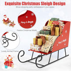 Tangkula Metal Christmas Santa Sleigh Basket, Xmas Santa’s Gift Storage Sleigh, Festive Decorative Sleigh Cart, Holiday Decoration for Home Office Carnival