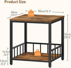RALGEND End Table, Mini Fridge Stand with Storage, 20" Mini Fridge Cabinet with 2-Tier Storage Shelves, Mini Fridge Table Adjustable Feet, for Kitchen, Living Room, Rustic Brown and Black 5001RSBF