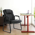 CLATINA Big and Tall 500 lbs Waiting Chair, Leather Guest Reception Chairs with Sled Base and Padded Arm Rest for Waiting Room Office Home and Meeting Conference-Black