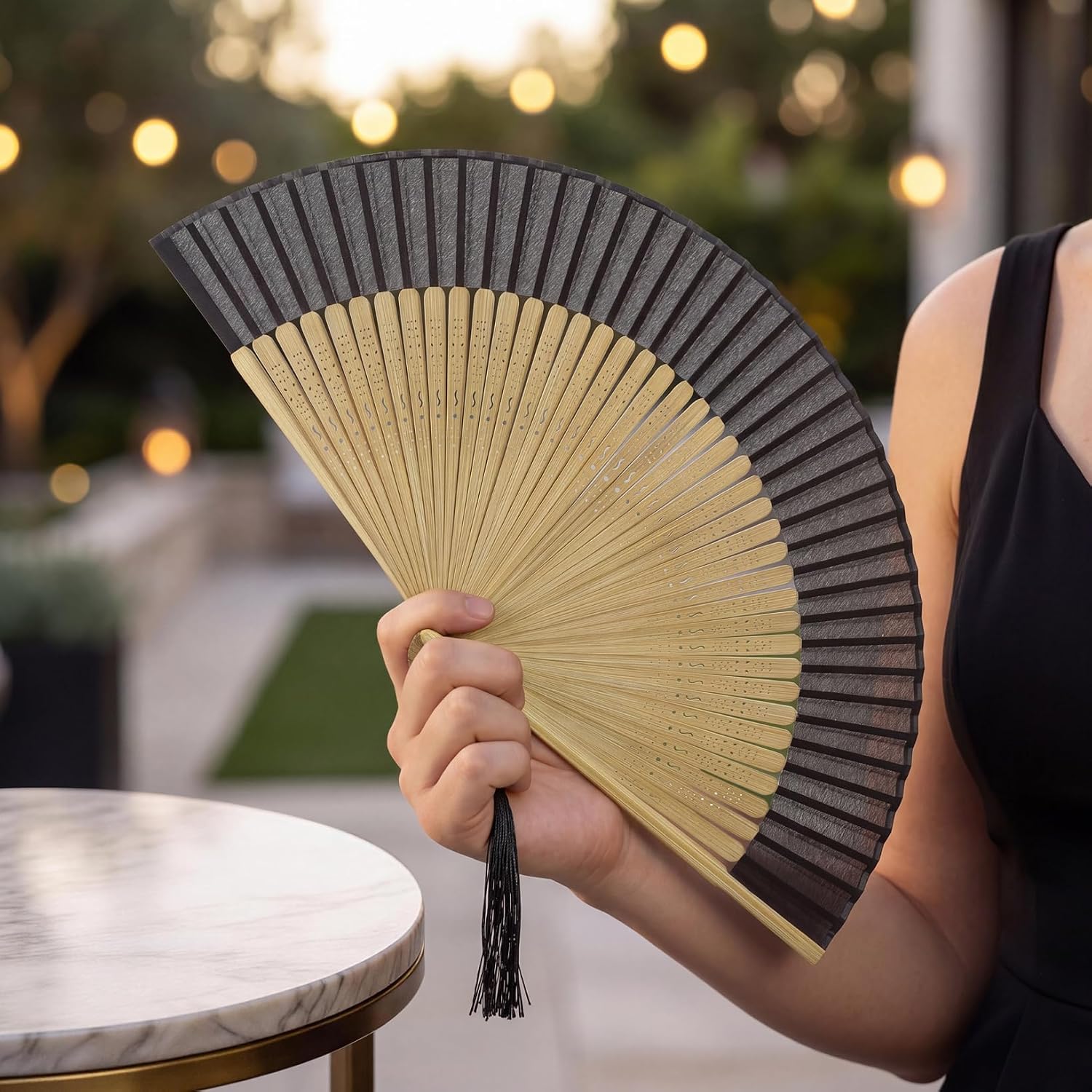 DOITOOL Vintage Style Folding Handheld Fan with Bag Classical Chinese Dance Fan for Performance Travel and Party 15.74 X 8.66 Inch