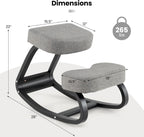 Goplus Ergonomic Kneeling Chair, Rocking Upright Posture Chair with Soft Seat & Knee Pads, Wooden Backless Knee Chair Relieves Neck Back Pain for Home Office Study, Gray and Black