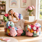 Clear Stuffed Animal Storage Sofa and Ottoman Cover Set, Extra Large Transparent Plush Toy Organizer, Thickened PVC Waterproof Toy Storage Seat with Rear Hook-and-Loop Closure, Cover Only, No Filler