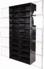 10 Tiers 40 Pairs Collapsible Shoe Rack Organizer with Doors Large Plastic Folding Shoe Cabinet for Closet Entryway Living Room