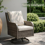 Swivel PE Wicker Chair, Outdoor Patio Chair with 360° Rotation & Water-Resistant Cushion for Porch, Deck, Balcony – All-Weather Handwoven Design (Beige, 1PCS)