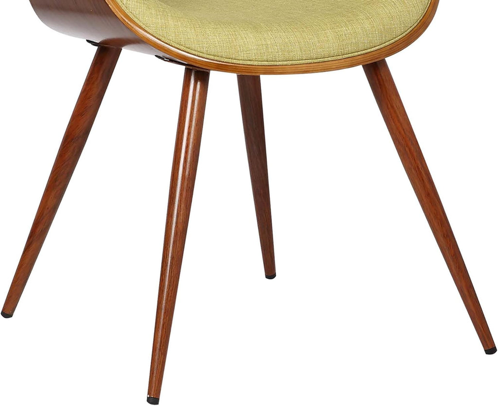 Armen Living Butterfly Mid-Century Dining Chair in Walnut Finish and Green Fabric - Set of 4